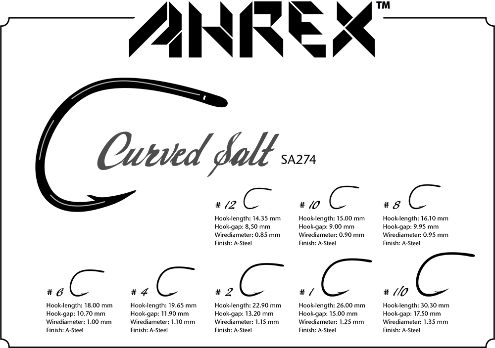 Ahrex SA274 Curved Salt #1/0 Saltwater Fly Tying Hooks
