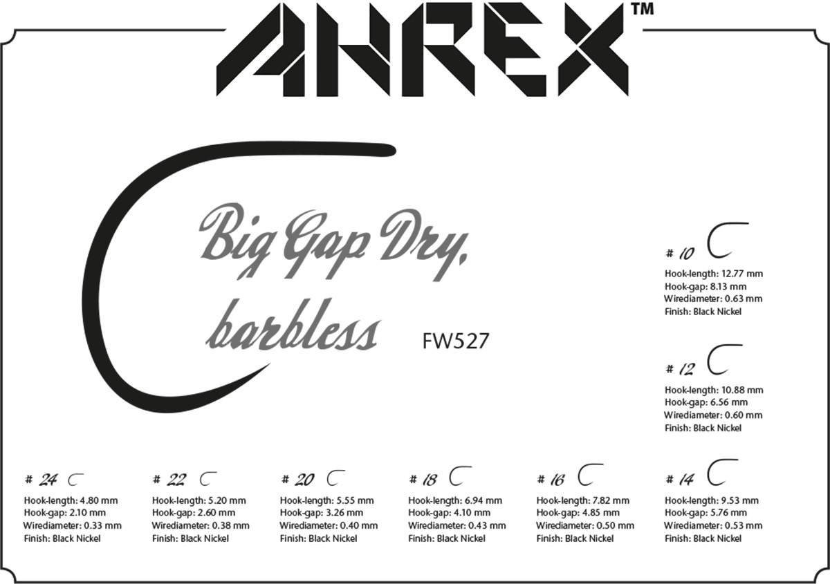 FW527 BIG GAP DRY BARBLESS - Ahrex Hooks