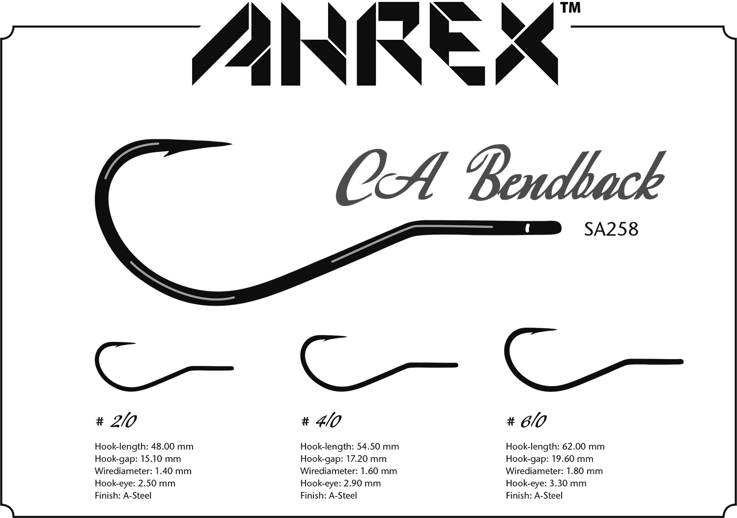 SA258 – CA BENDBACK - Ahrex Hooks